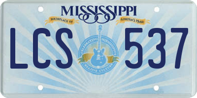 MS license plate LCS537