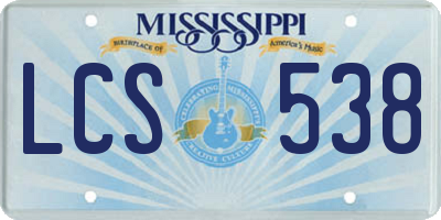 MS license plate LCS538