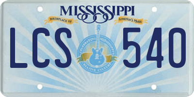 MS license plate LCS540