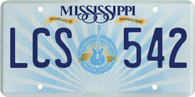 MS license plate LCS542