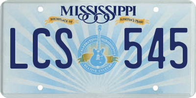 MS license plate LCS545