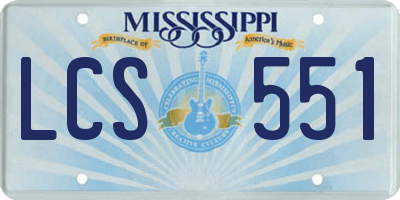 MS license plate LCS551