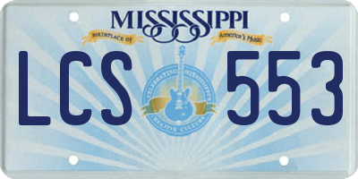 MS license plate LCS553