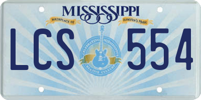 MS license plate LCS554