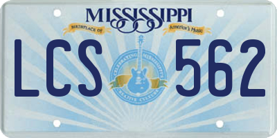 MS license plate LCS562
