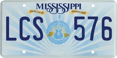 MS license plate LCS576