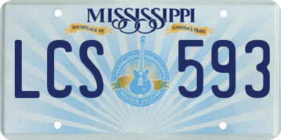 MS license plate LCS593