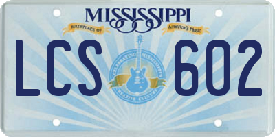 MS license plate LCS602