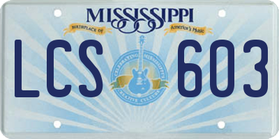 MS license plate LCS603