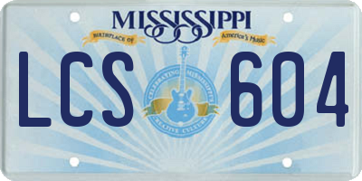 MS license plate LCS604