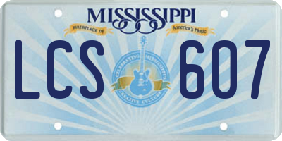 MS license plate LCS607