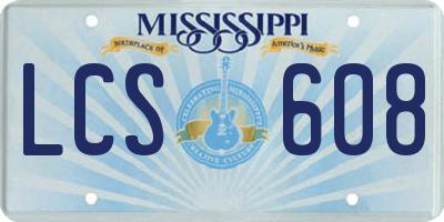 MS license plate LCS608