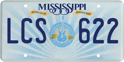 MS license plate LCS622