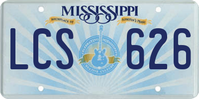 MS license plate LCS626