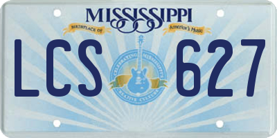 MS license plate LCS627