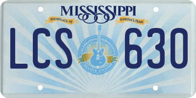 MS license plate LCS630