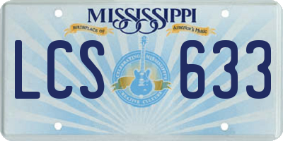 MS license plate LCS633