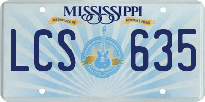 MS license plate LCS635