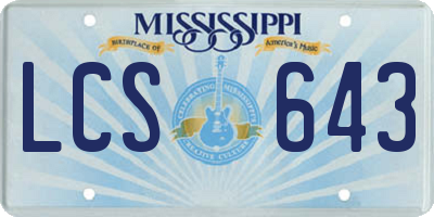 MS license plate LCS643