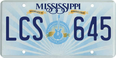 MS license plate LCS645