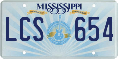 MS license plate LCS654