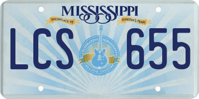 MS license plate LCS655