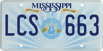 MS license plate LCS663