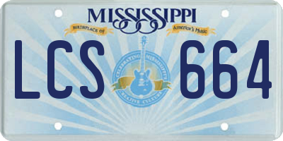 MS license plate LCS664