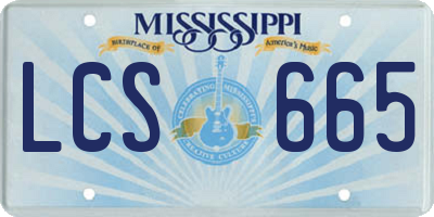 MS license plate LCS665