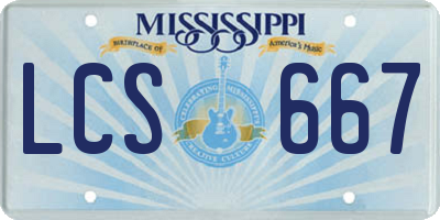 MS license plate LCS667