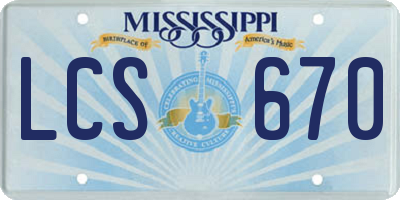 MS license plate LCS670