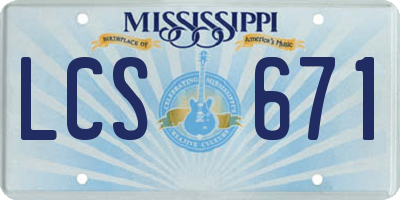 MS license plate LCS671