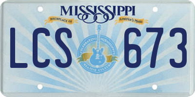 MS license plate LCS673
