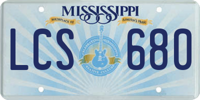 MS license plate LCS680