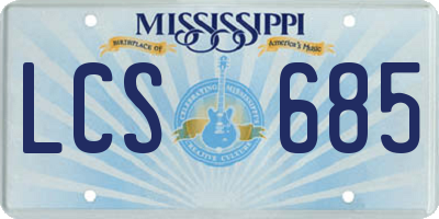 MS license plate LCS685
