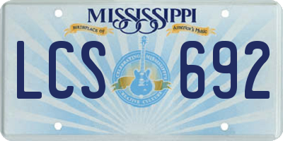 MS license plate LCS692
