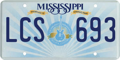 MS license plate LCS693