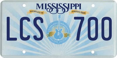 MS license plate LCS700