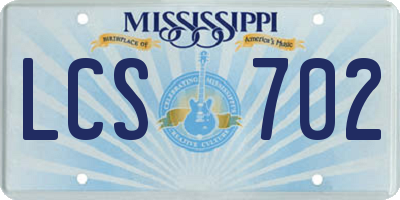 MS license plate LCS702