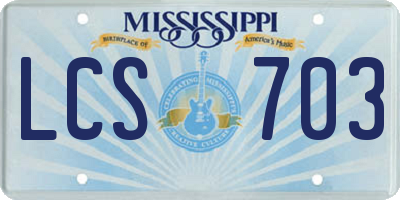 MS license plate LCS703