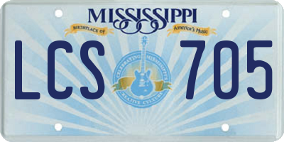 MS license plate LCS705