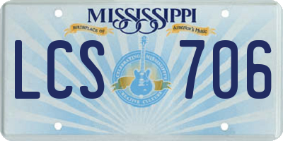 MS license plate LCS706