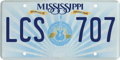 MS license plate LCS707