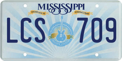 MS license plate LCS709
