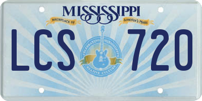 MS license plate LCS720