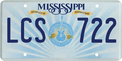 MS license plate LCS722