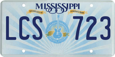 MS license plate LCS723