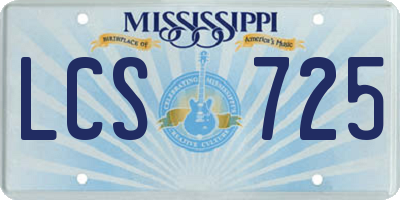 MS license plate LCS725