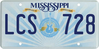 MS license plate LCS728
