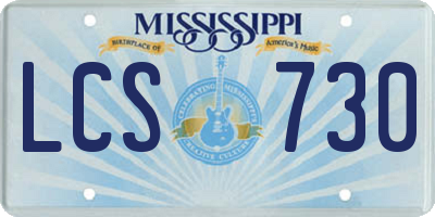 MS license plate LCS730